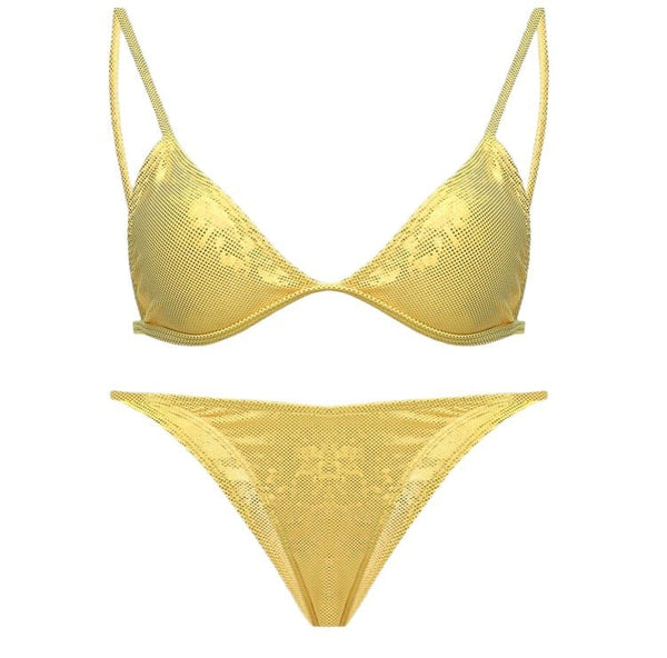 Ayala Yellow glitter sparkling swimwear bikini thong - YA OMRI SWIMWEAR