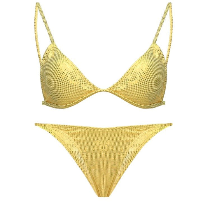 Ayala Yellow glitter sparkling swimwear bikini thong - YA OMRI SWIMWEAR