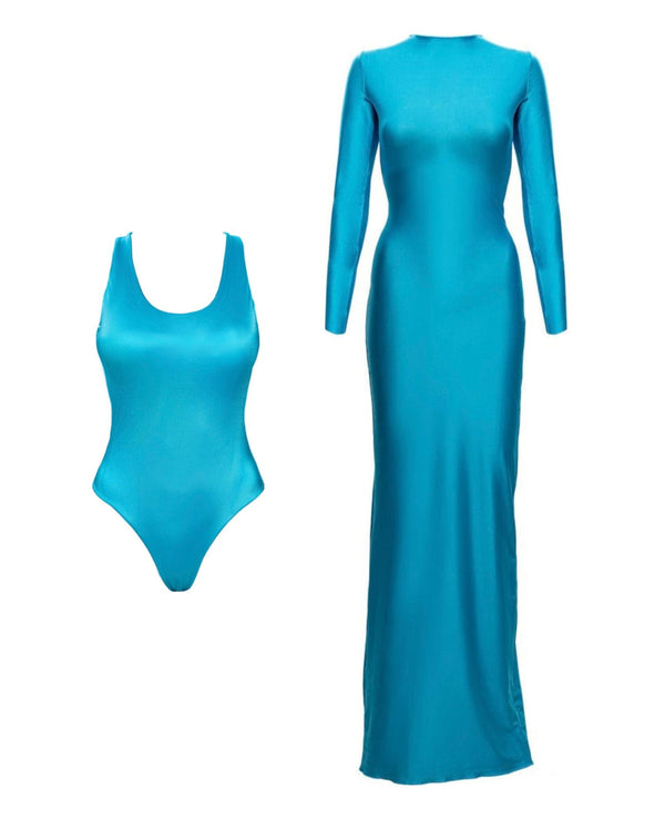 Turquoise Sunset Mirage Beach Set - YA OMRI SWIMWEAR