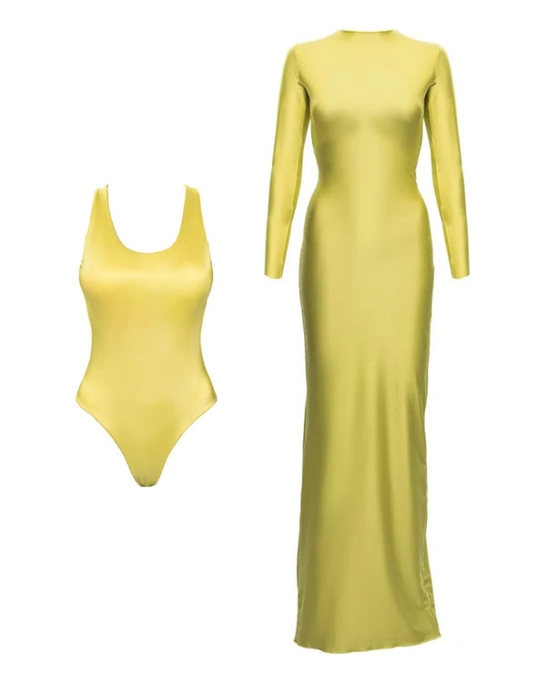 Yellow Sunset Mirage Beach Set - YA OMRI SWIMWEAR